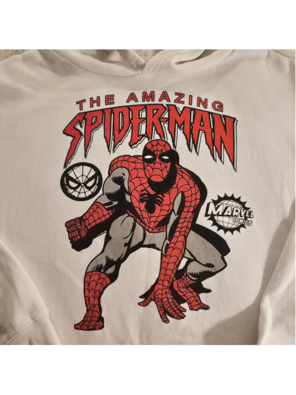 Retro Men's Marvel Spider-Man Graphic Hoodie White Red XL